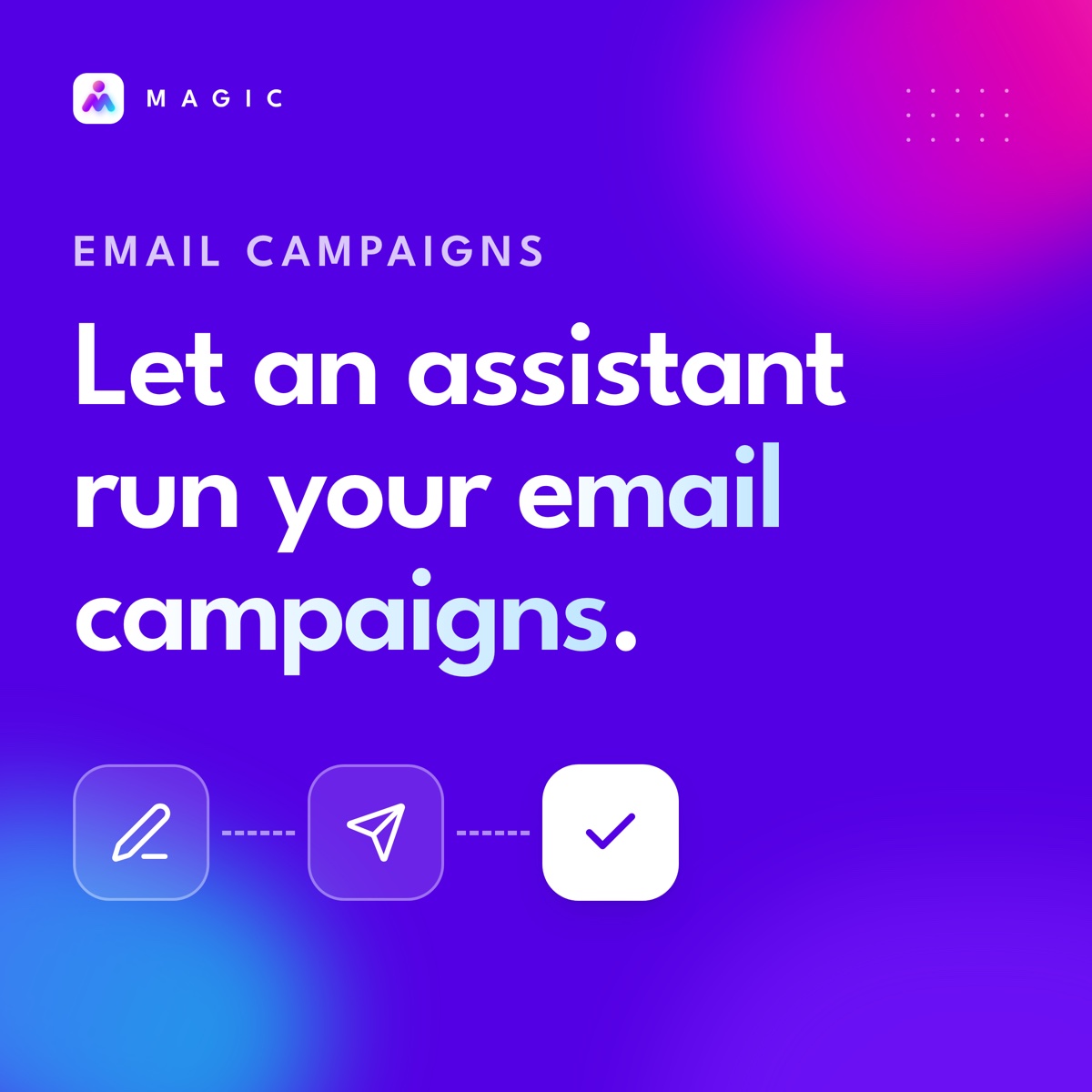 Email campaigns: Drafts written. Sends scheduled. Reports in.